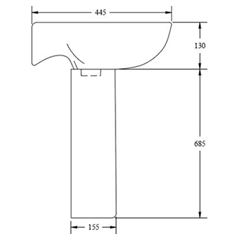 Kartell UK G4K 545mm 1th basin & pedestal technical