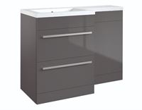 Matrix 2 Drawer L-Shaped Furniture Pack 1100mm - Grey Gloss Includes Cistern