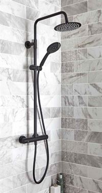 Nero Thermostatic Exposed Twin Shower 