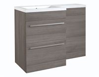 Matrix 2 Drawer L-Shaped Furniture Pack 1100mm - Grey Ash Includes Cistern