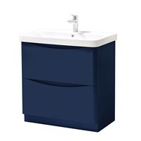 Cayo 800mm Floor Standing 2 Drawer Unit & Ceramic Basin - Blue