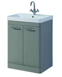 Options 600mm Floor Standing 2 Door Unit & Ceramic Basin - Basalt Grey