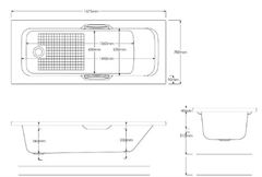 Alpha Gripped Bath 1675 x 700 Technical Drawings