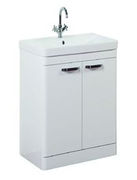 Options 600mm Floor Standing 2 Door Unit & Ceramic Basin - White