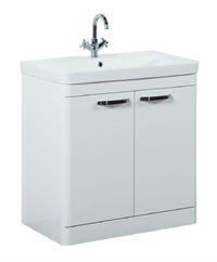 Options 800mm Floor Standing 2 Door Unit & Ceramic Basin - White