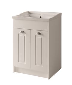 Astley 600mm Floor Standing 2 Door Unit & Ceramic Basin- Matt White