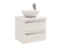 600mm Wall Mounted 2 Drawer Unit with Ceramic Worktop & Sit On Bowl - White