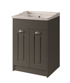 Astley 600mm Floor Standing 2 Door Unit & Ceramic Basin- Matt Grey