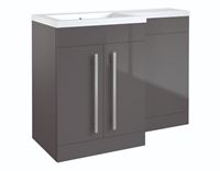 Matrix 2 Door L-Shaped Furniture Pack 1100mm - Grey Gloss Includes Cistern