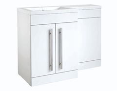 Matrix 2 Door L-Shaped Furniture Pack 1100mm - White Includes Cistern Right Hand