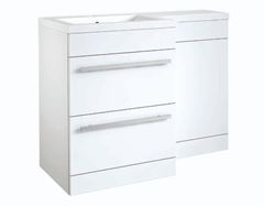 Matrix 2 Drawer L-Shaped Furniture Pack 1100mm - White Includes Cistern left Hand