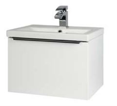 Kore 500mm Wall Mounted Drawer Unit & Ceramic Basin - White Gloss