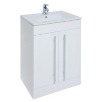 Purity Floor Standing 2 Door Unit & Ceramic Basin - White