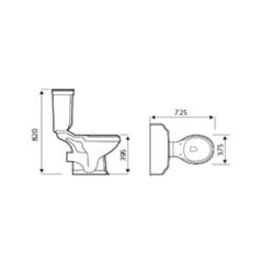 Kartell UK Astley Close Coupled WC Toilet Technical Drawings