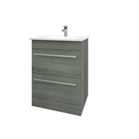 Floor 600mm Standing Drawer Unit & Basin - Grey Ash