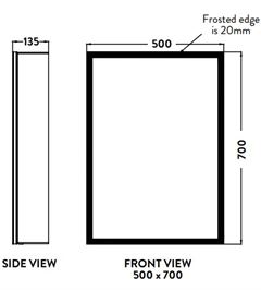 Mia LED Mirror Cabinets Mia LED Cabinet with Demister Pad and Shaver Socket - Single Door 500 x 700mm