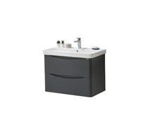 Cayo 800mm Wall Mounted 2 Drawer Unit & Ceramic Basin - Anthracite