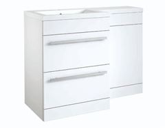 Matrix 2 Drawer L-Shaped Furniture Pack 1100mm - White Includes Cistern Right Hand