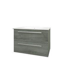 Purity 750mm Wall Mounted Drawer Unit & Basin - Grey Ash