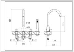 Plan 4 Hole Bath Shower Mixer technical