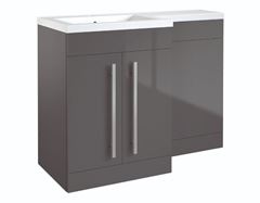 Matrix 2 Door L-Shaped Furniture Pack 1100mm - Grey Gloss Includes Cistern Right Hand