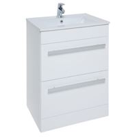 Purity Floor Standing 2 Drawer Unit & Ceramic Basin - White