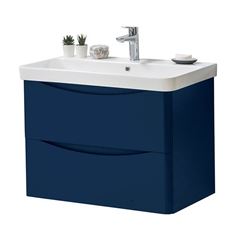 Cayo 800mm Wall Mounted 2 Drawer Unit & Ceramic Basin - Blue