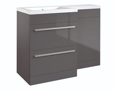 Matrix 2 Drawer L-Shaped Furniture Pack 1100mm - Grey Gloss Includes Cistern Left Hand
