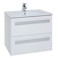 Wall Mounted 2 Drawer Unit & Ceramic Basin - White