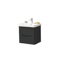 Cayo 600mm Wall Mounted 2 Drawer Unit & Ceramic Basin - Anthracite