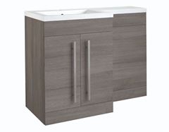 Matrix 2 Door L-Shaped Furniture Pack 1100mm - Grey Ash Includes Cistern Right Hand