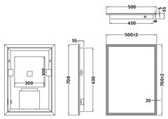 Mosca LED Mirror with Demister Pad and Shaver Socket and Bluetooth™ 500x700mm