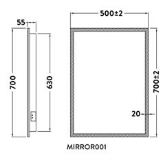 Mosca LED Mirrors Mosca LED Mirror with Demister Pad and Shaver Socket 500 x 700mm
