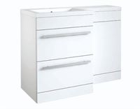 Matrix 2 Drawer L-Shaped Furniture Pack 1100mm - White Includes Cistern
