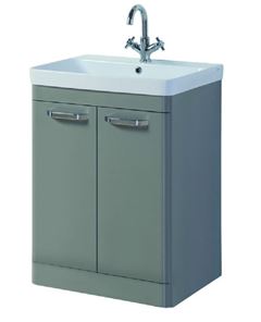 Options 500mm Floor Standing 2 Door Unit & Ceramic Basin - Basalt Grey