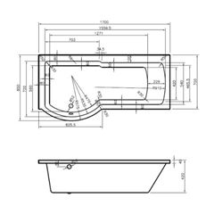 Adapt LH Round Shower Bath 1700 x 850 technical
