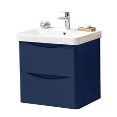 Cayo 600mm Wall Mounted 2 Drawer Unit & Ceramic Basin - Blue