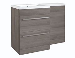 Matrix 2 Drawer L-Shaped Furniture Pack 1100mm - Grey Ash Includes Cistern Left Hand