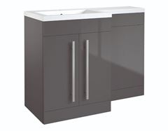 Matrix 2 Door L-Shaped Furniture Pack 1100mm - Grey Gloss Includes Cistern Left Hand