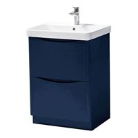 Cayo 600mm Floor Standing 2 Drawer Unit & Ceramic Basin - Blue